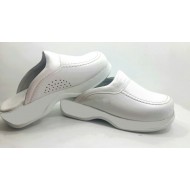 Beyaz Dikişli Sabo Terlik Hakiki Deri Ortopedik Drsabo