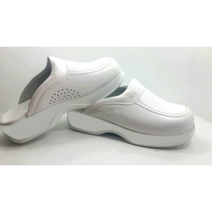 Beyaz Dikişli Sabo Terlik Hakiki Deri Ortopedik Drsabo