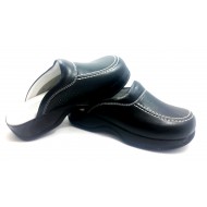 Siyah Dikişli Sabo Terlik Hakiki Deri Ortopedik Drsabo