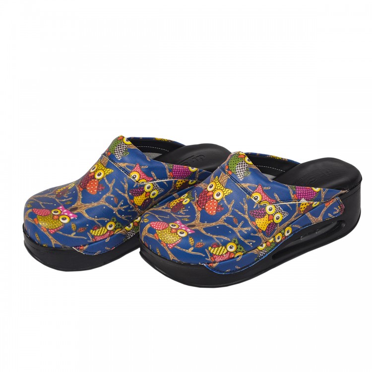 Mavi Baykuş Bayan Sabo Terlik Orijinal Hakiki Deri